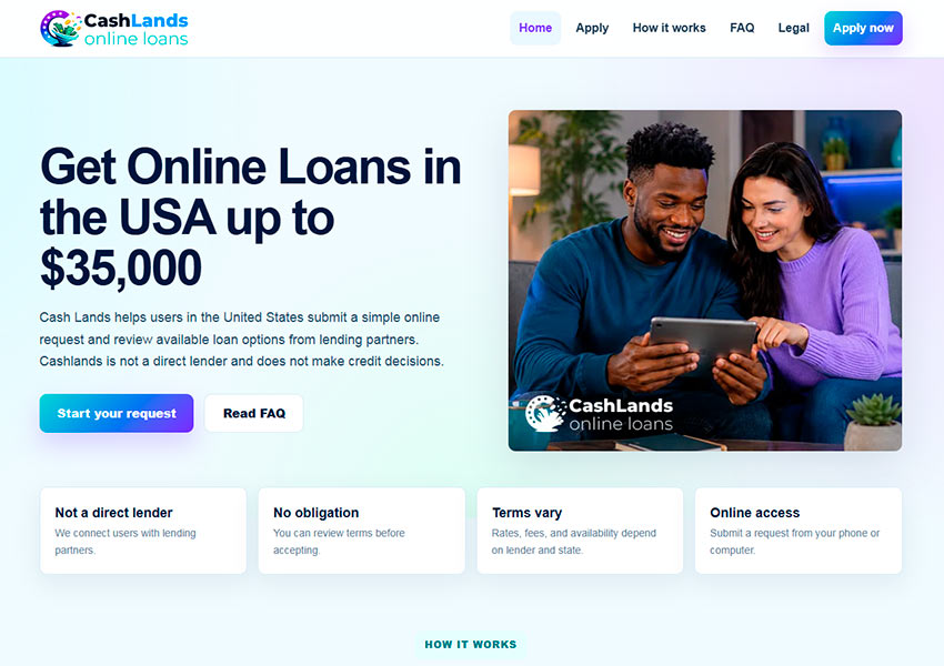 Cash Lands website screenshot